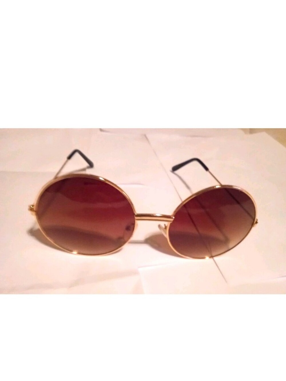 Women's Round Sunglasses Gold Metal Frame Brown Tinted Gradient Lenses 01305515